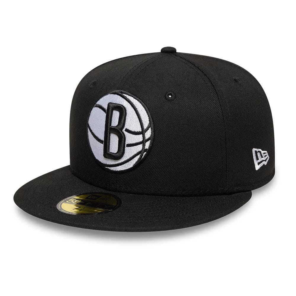 Pictured is this NBA Basic Brooklyn Nets 59FIFTY Fitted cap in black. 1