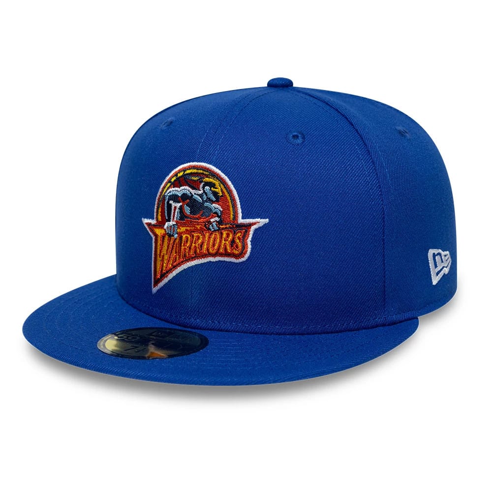 Pictured is this NBA Hardwood Classic Golden State Warriors 59FIFTY Fitted cap in blue. 1
