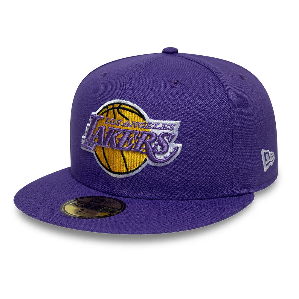 Pictured is this NBA Hardwood Classic LA Lakers 59FIFTY Fitted cap in purple. 1