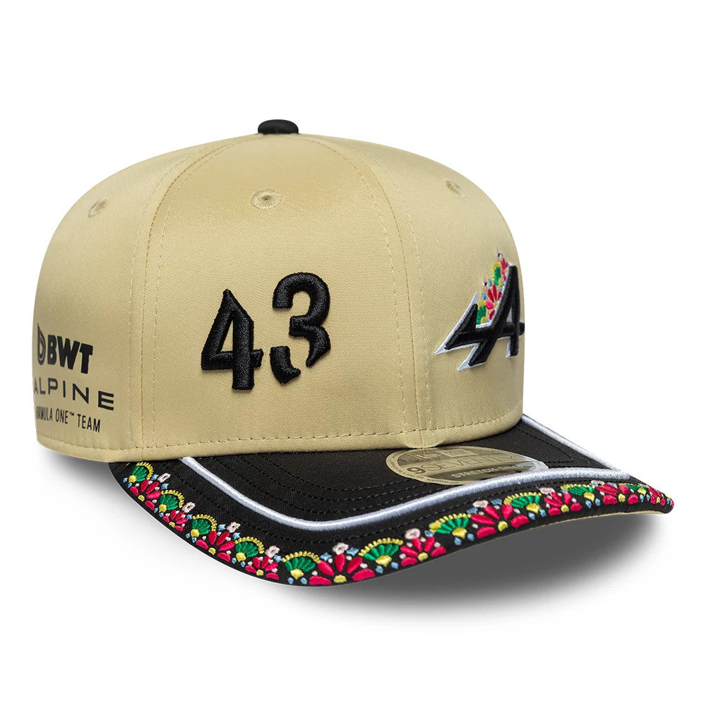 Pictured is this Latin American Franco Colapinto Alpine Racing 9SEVENTY Stretch Snap cap in light beige. 1