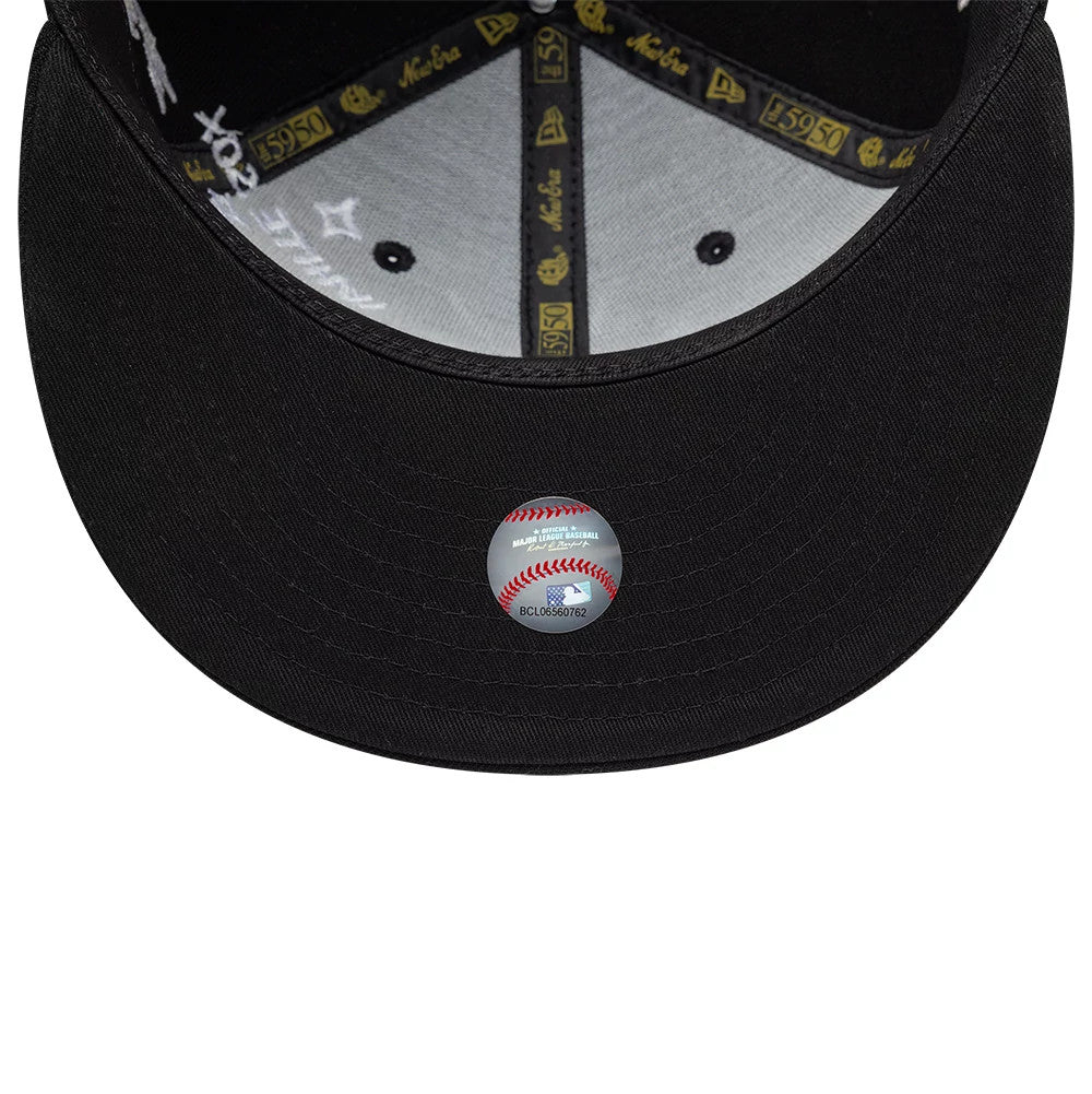 Pictured is this MLB Scribble Chicago White Sox 59FIFTY Fitted cap in black. 7