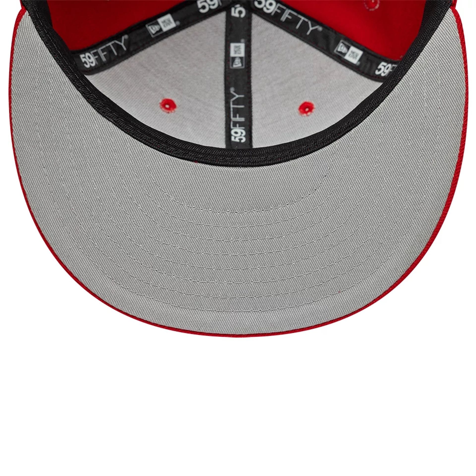 Pictured is this MLB Scribble LA Angels 59FIFTY Fitted cap in red. 2