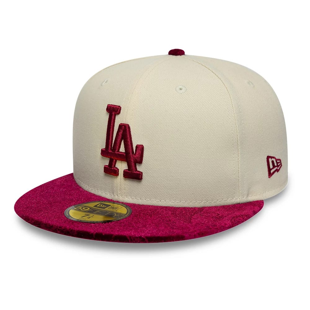 Pictured is this MLB Paisley Visor LA Dodgers 59FIFTY Fitted cap in Cream. 1
