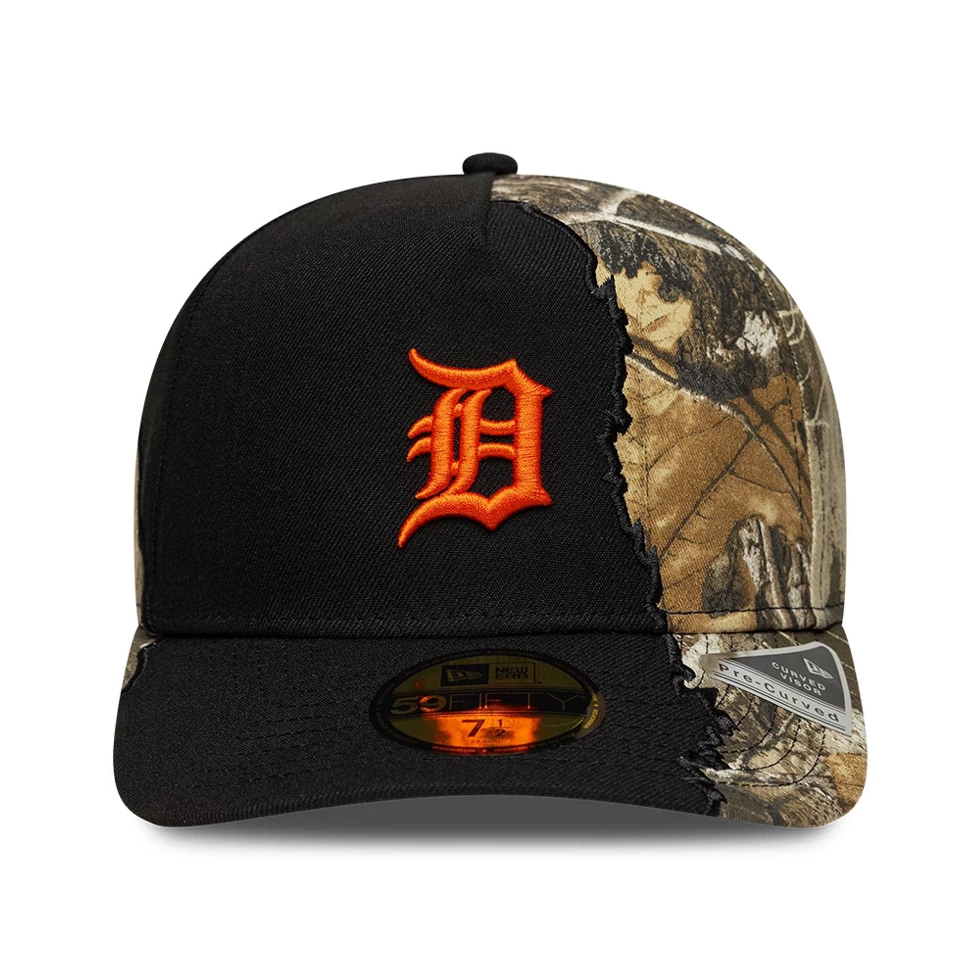 Pictured is this MLB Split Realtree Detroit Tigers 59FIFTY A-Frame Fitted cap in black. 2