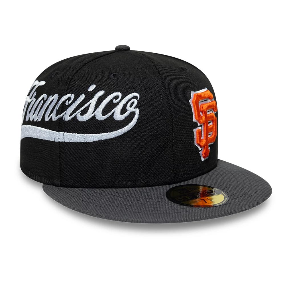 Pictured is this MLB Multi Logo San Francisco Giants 59FIFTY Fitted cap in black. 1