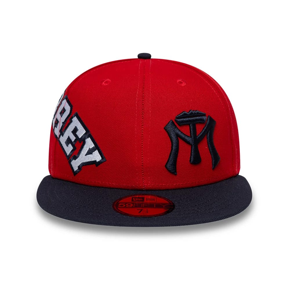 Pictured is this LMB Multi Logo Sultanes De Monterrey 59FIFTY Fitted cap in red. 3