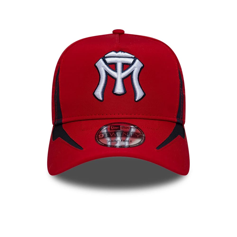 Pictured is this LMB Panel Sultanes De Monterrey 9TWENTY A-Frame cap in red. 3