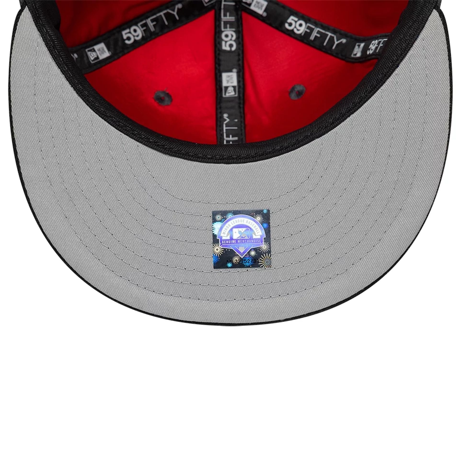 Pictured is this MiLB Multi Logo Vancouver Canadians 59FIFTY Fitted cap in charcoal. 2