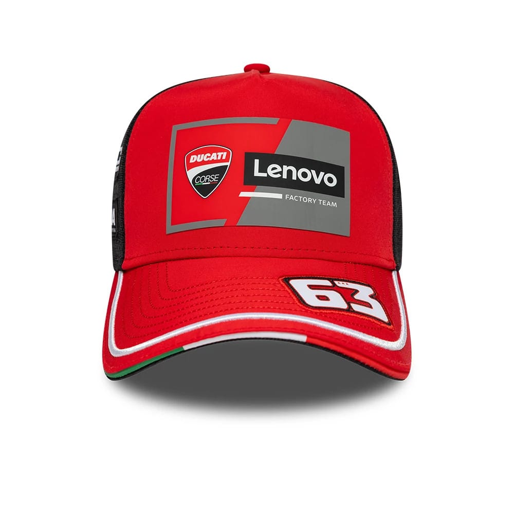 Pictured is this Ducati Motor Replica Francesco Bagnaia Red 9FORTY E-Frame cap in red. 3