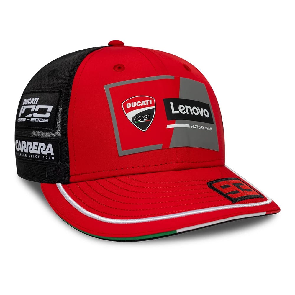 Pictured is this Ducati Motor Replica Marc Márquez Red 9FIFTY Low Profile cap in red. 1