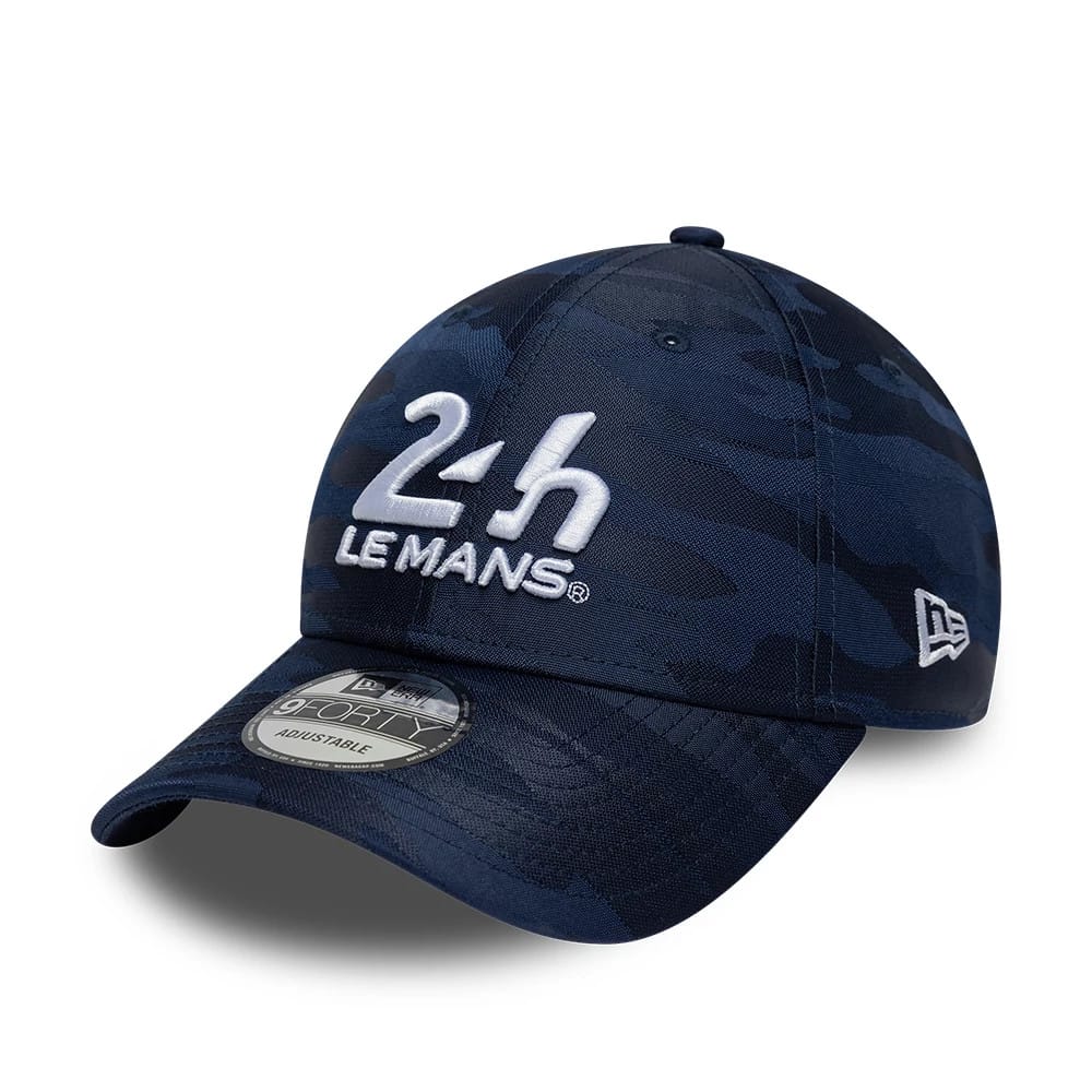 Pictured is this Camo 24HR Le Mans 9FORTY cap in dark blue. 1