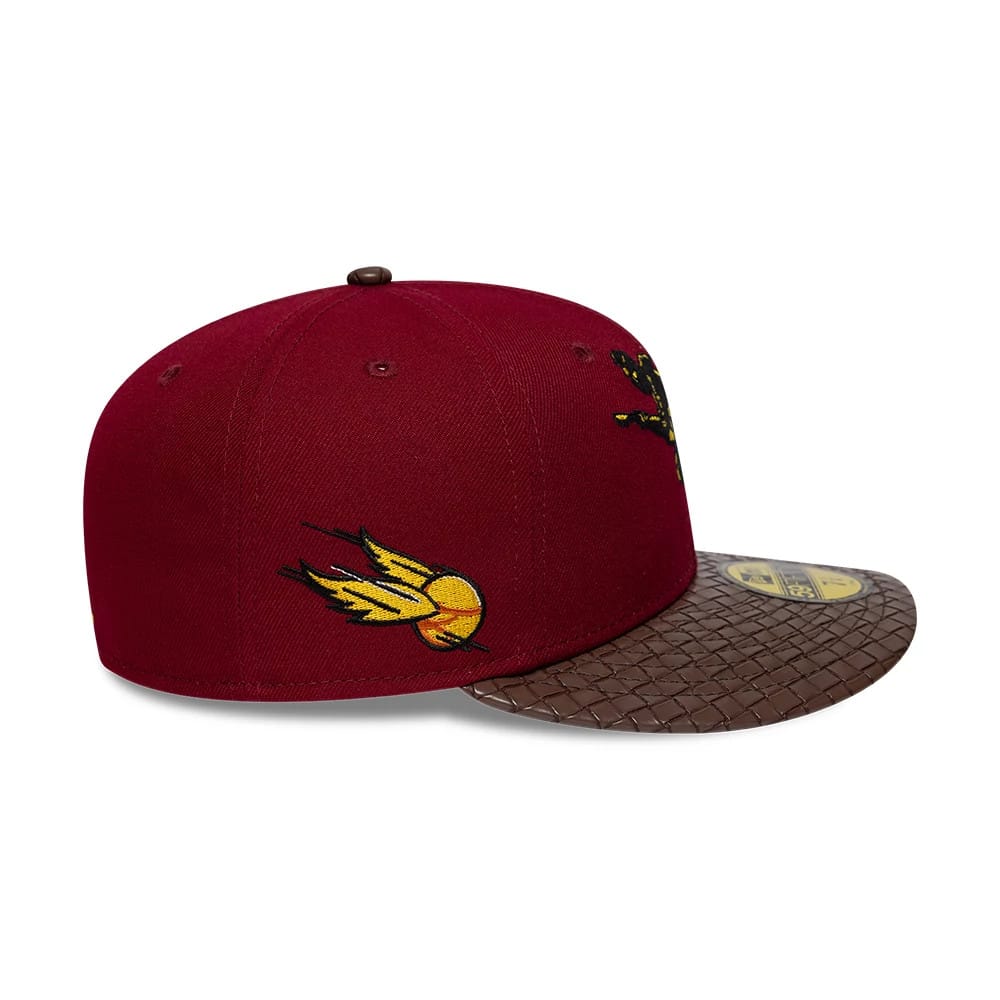 Pictured is this Harry Potter Quidditch 59FIFTY Fitted cap in dark red & brown. 7