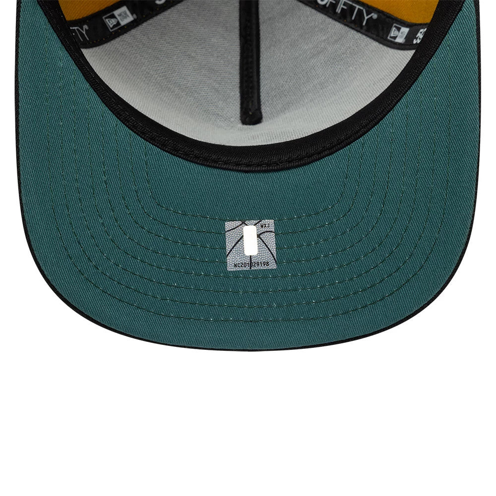 Pictured is this NBA Chicago Bulls 59FIFTY A-Frame Fitted cap in gold. 2
