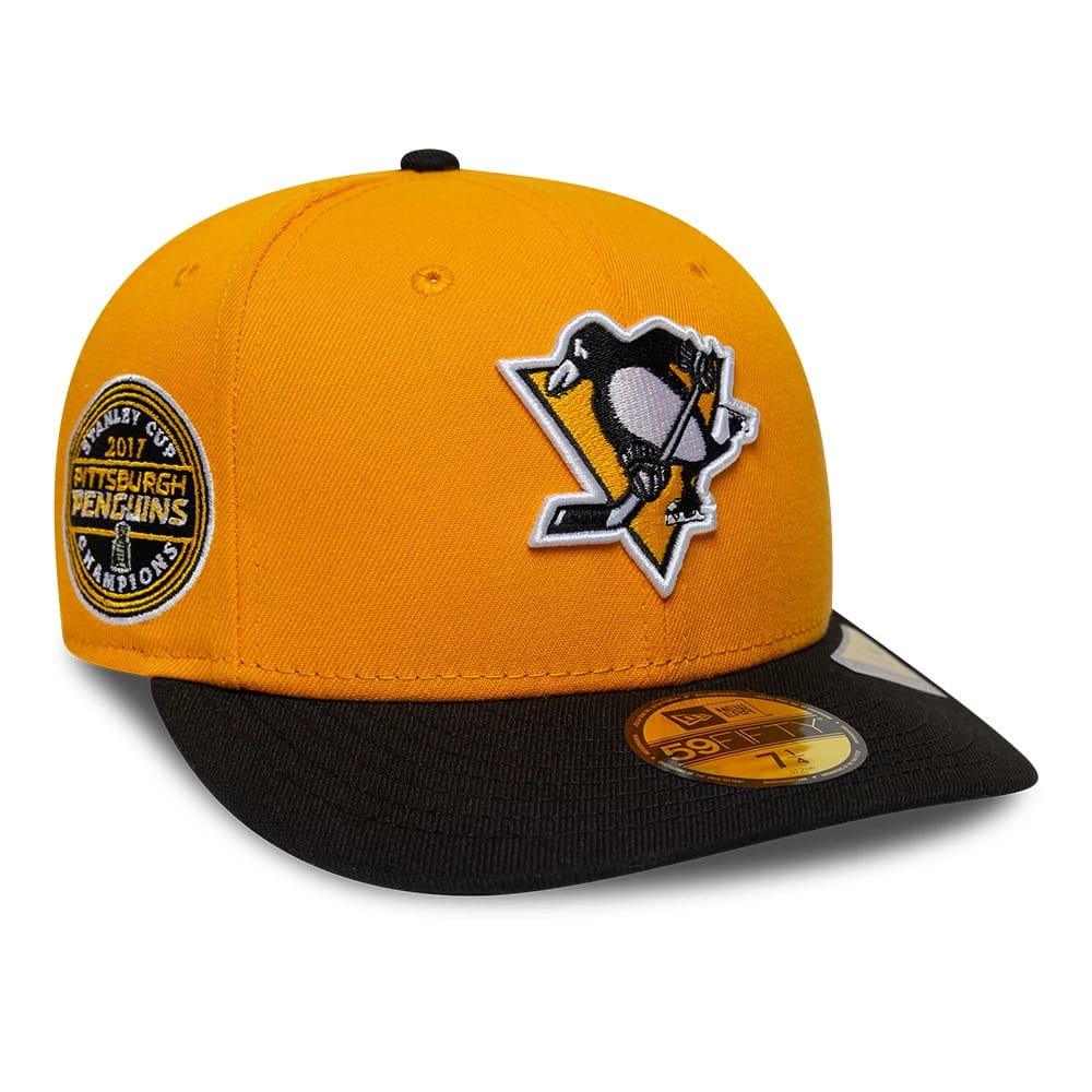 Pictured is this NHL Champions Pittsburgh Penguins 59FIFTY Fitted cap in yellow. 1