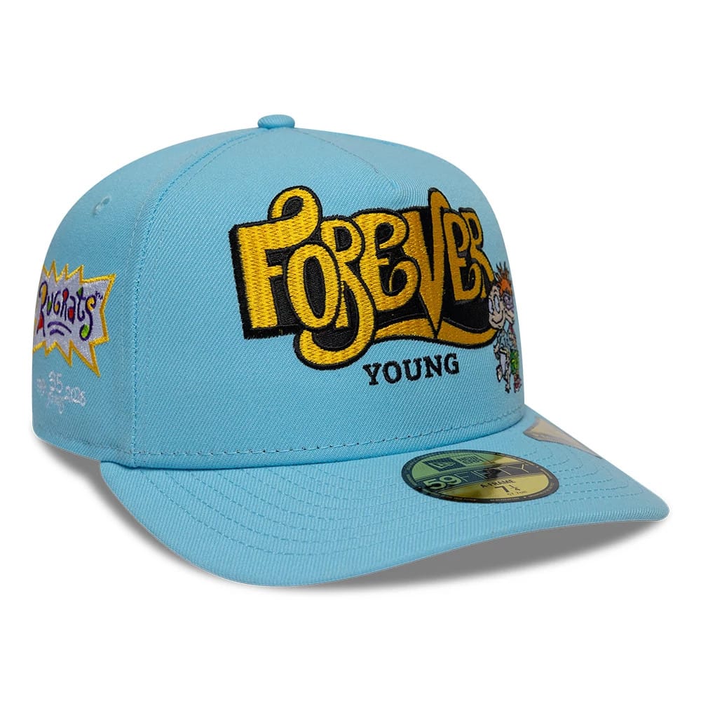 Pictured is this Rugrats Forever Young 59FIFTY A-Frame Fitted cap in pastel blue. 1