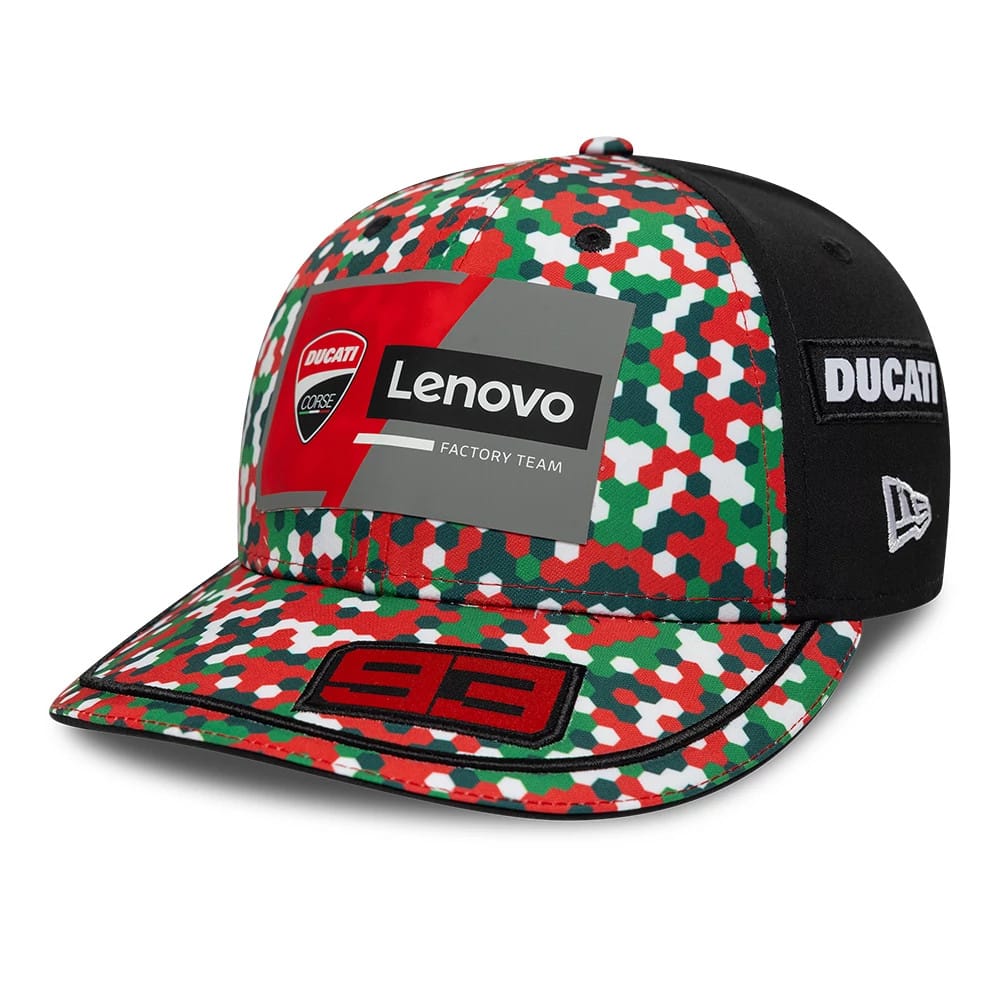 Pictured is this Replica Marc Marquez Mugello Race Special Ducati Low Profile 9FIFTY Snapback cap in multi. 1