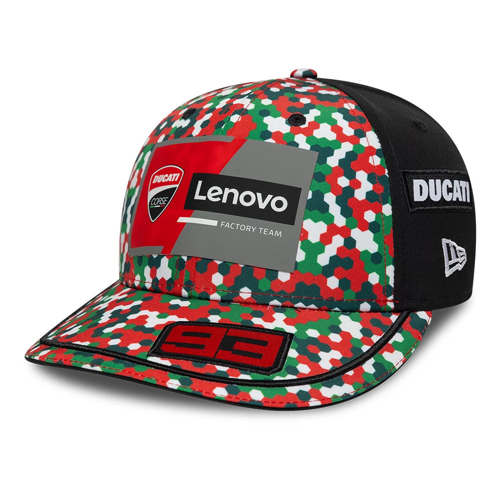 Pictured is this Replica Marc Marquez Mugello Race Special Ducati Low Profile 9FIFTY Snapback cap in multi. 1