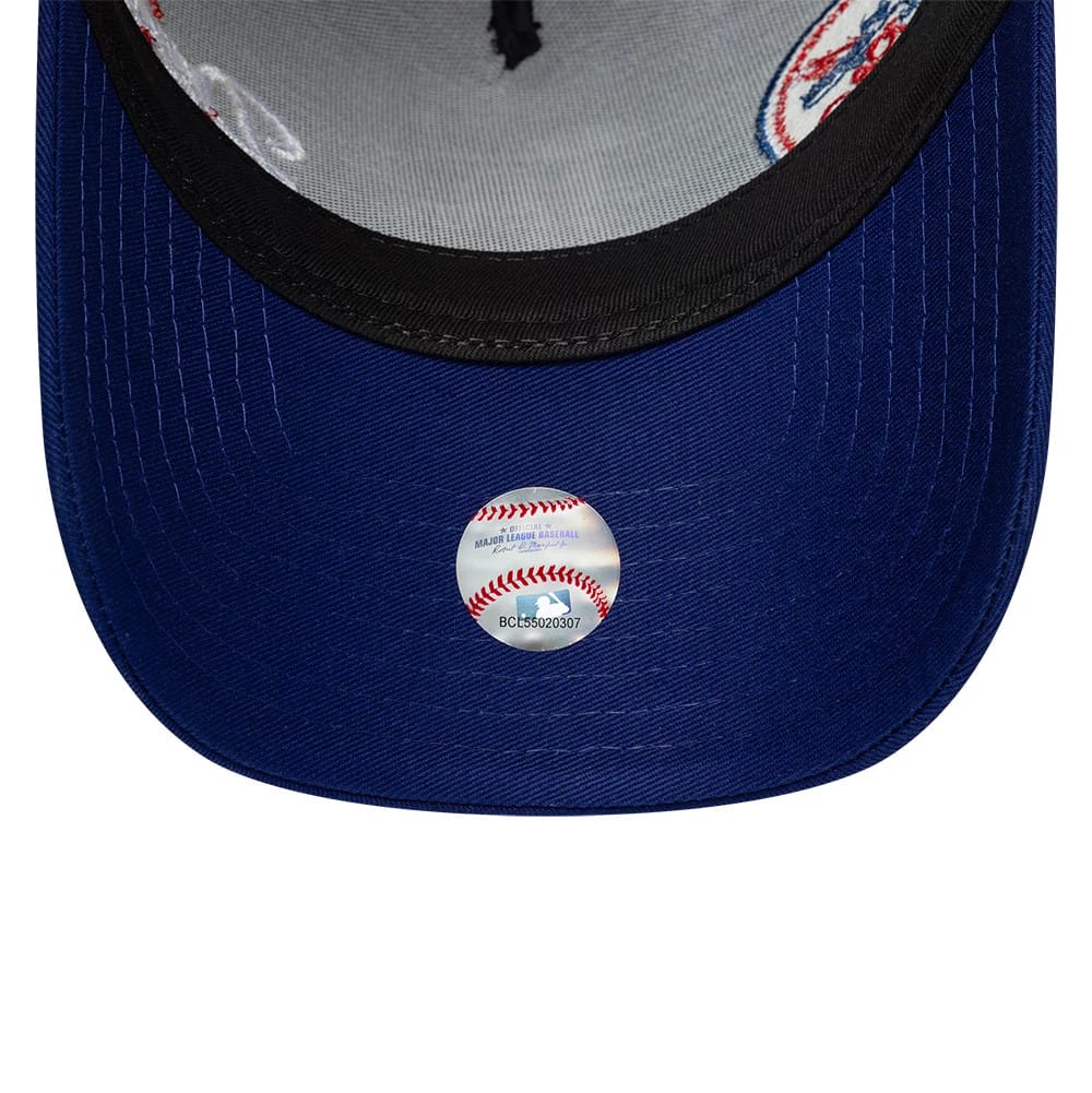 Pictured is this MLB Patch LA Dodgers 9FORTY A-Frame Trucker cap in dark blue. 7