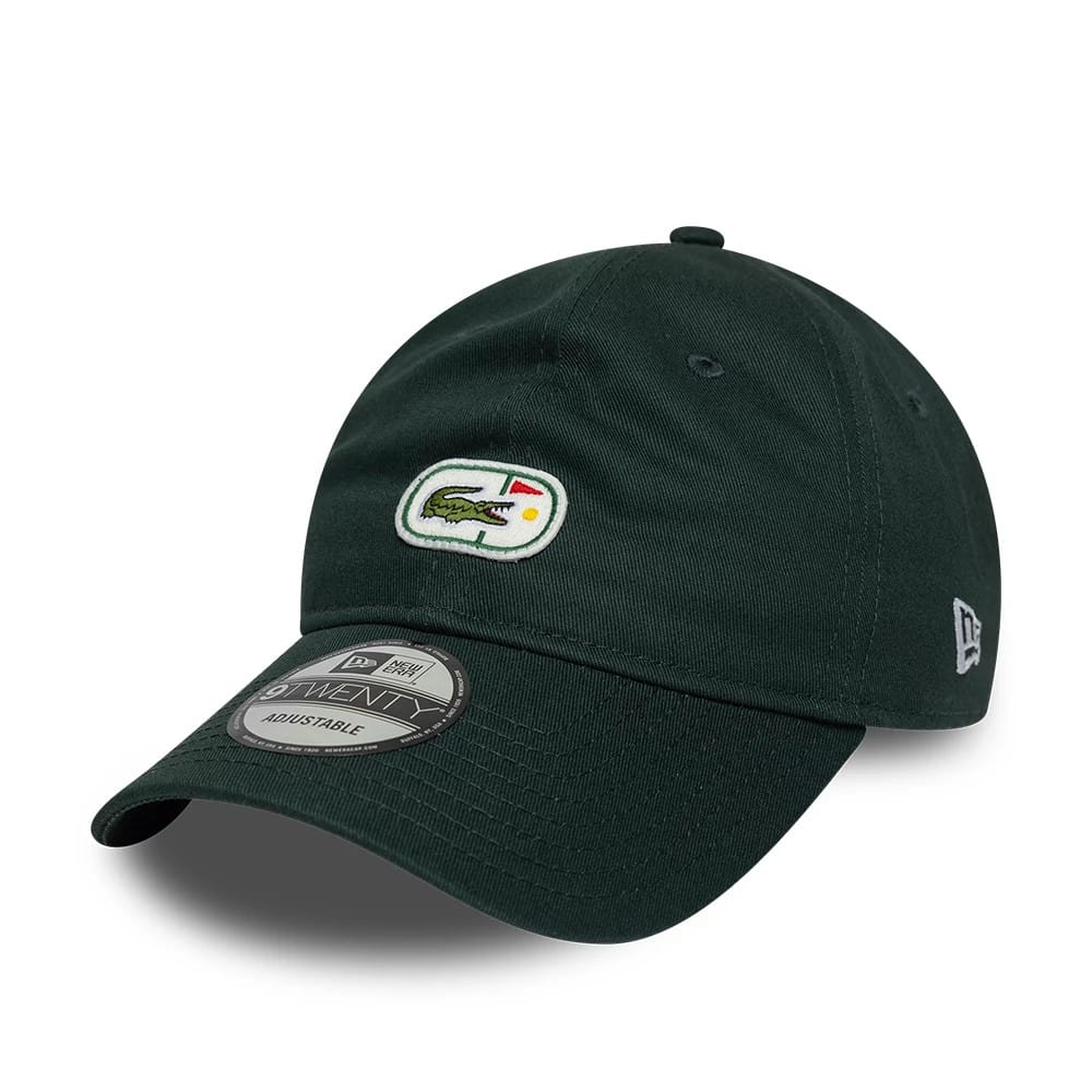 Pictured is this Lacoste X New Era 9TWENTY cap in dark green. 1
