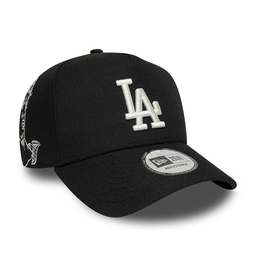 Pictured is this MLB Mythical LA Dodgers 9FORTY E-Frame cap in black. 1