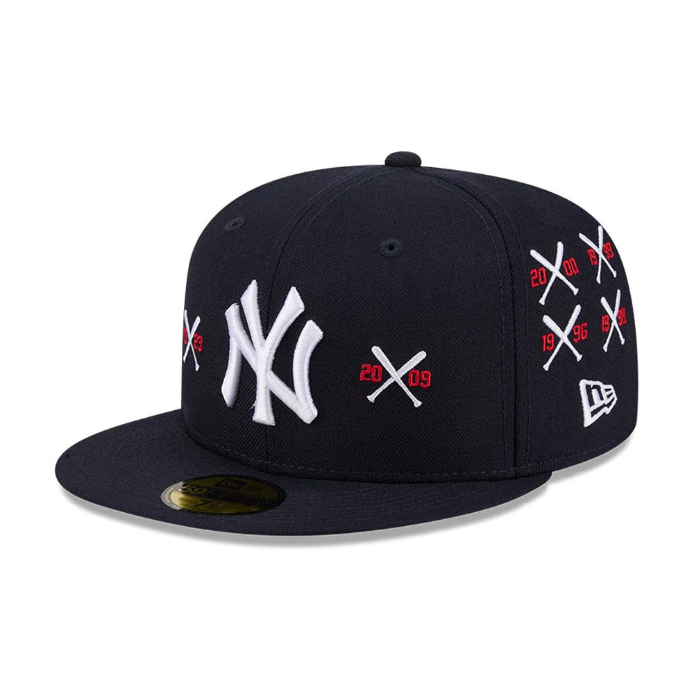 Pictured is this MLB X Spike Lee Crossed Bats New York Yankees 59FIFTY Fitted cap in navy. 1