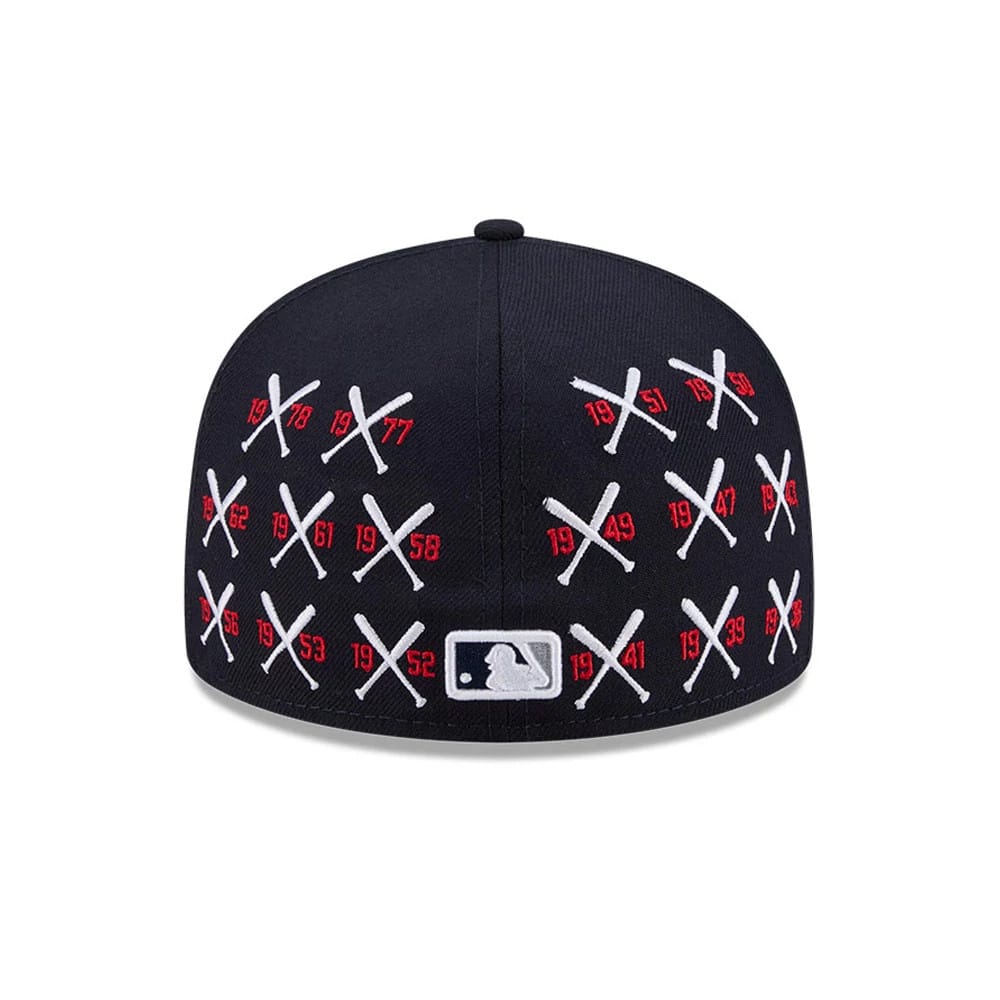 Pictured is this MLB X Spike Lee Crossed Bats New York Yankees 59FIFTY Fitted cap in navy. 7