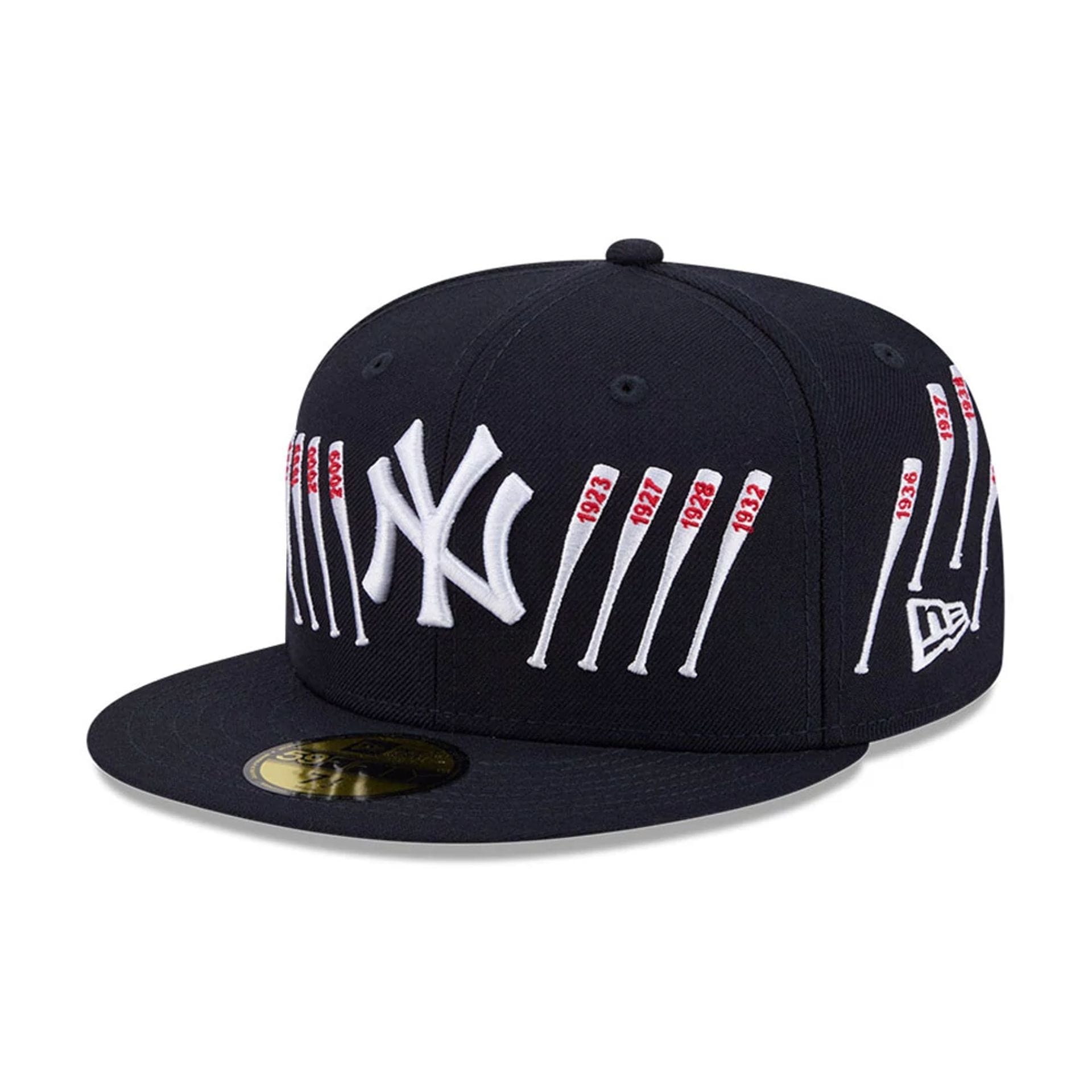 Pictured is this MLB X Spike Lee Baseball Bats New York Yankees 59FIFTY Fitted cap in navy. 1