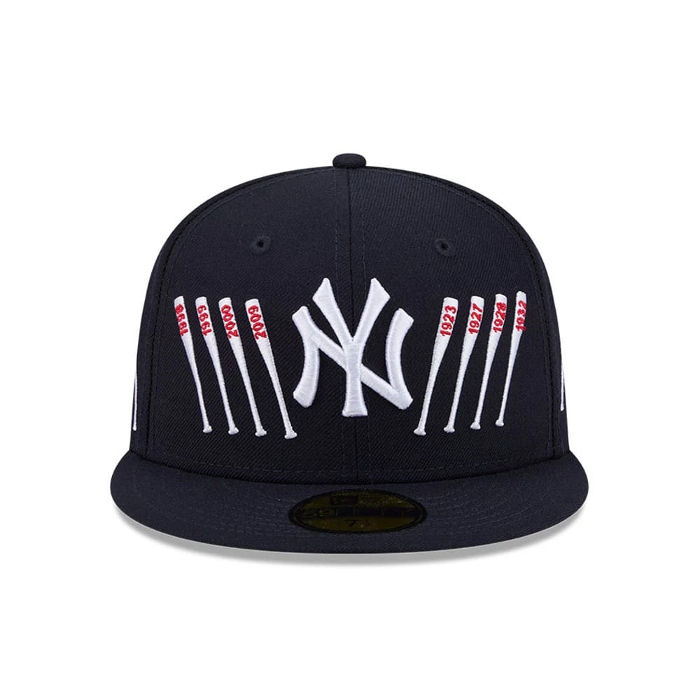 Pictured is this MLB X Spike Lee Baseball Bats New York Yankees 59FIFTY Fitted cap in navy. 3