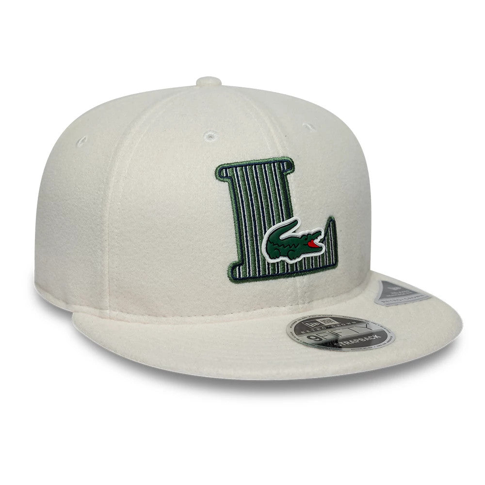 Pictured is this Lacoste X New Era Retro Crown 9FIFTY cap in white. 4