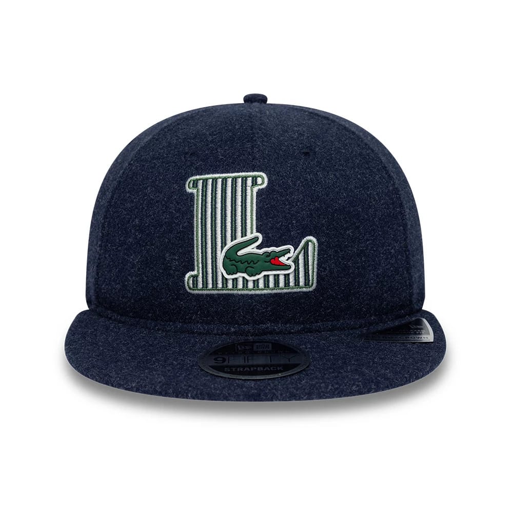 Pictured is this Lacoste X New Era Retro Crown 9FIFTY cap in navy. 2