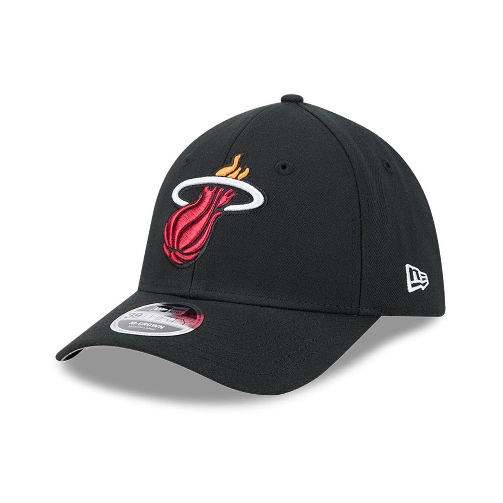 Pictured is this NBA Team Miami Heat 39THIRTY M-Crown Stretch Fit cap in black. 1
