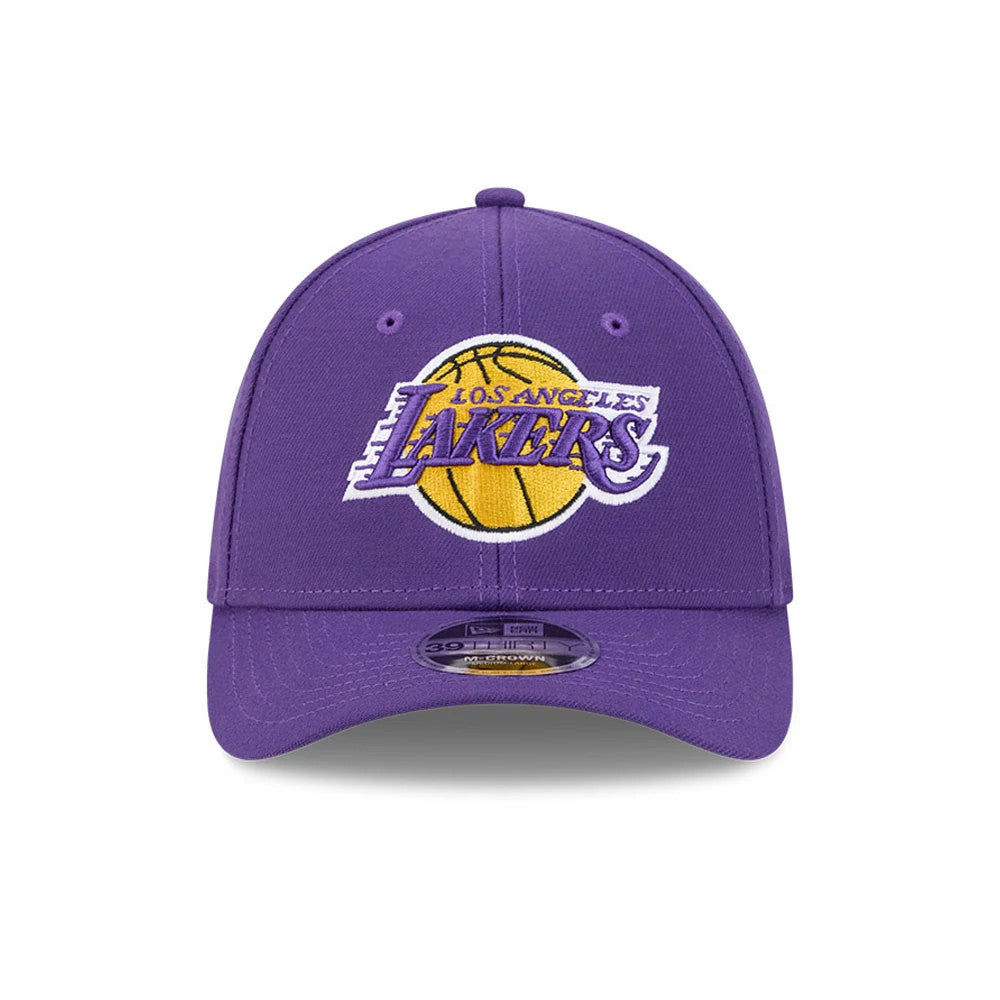Pictured is this NBA Team LA Lakers 39THIRTY M-Crown Stretch Fit cap in purple. 3