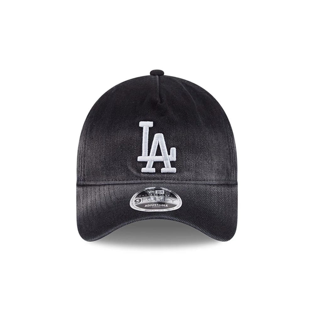 Pictured is this MLB Washed Denim LA Dodgers 9FORTY A-Frame Unstructured cap in black. 3