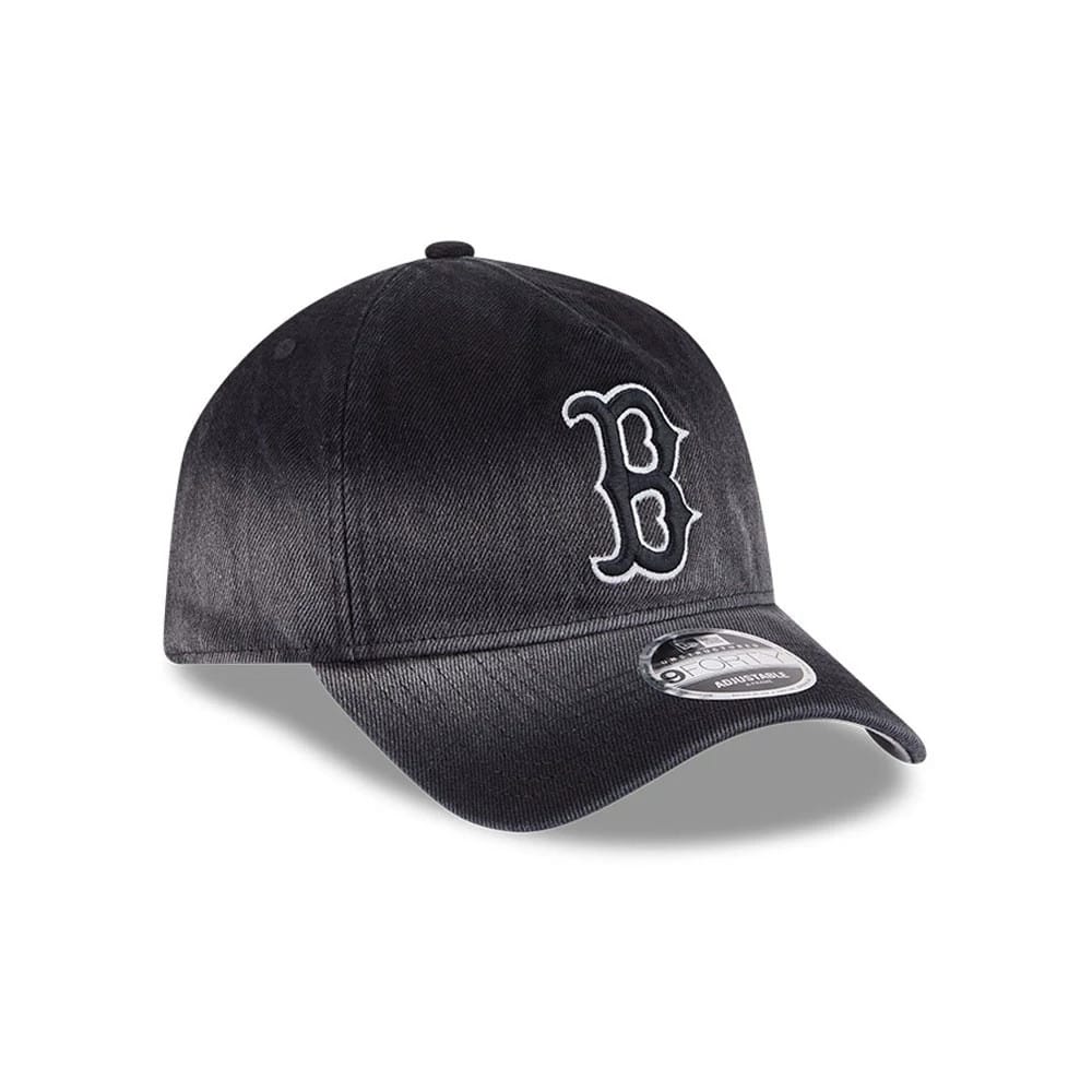 Pictured is this MLB Washed Denim Boston Red Sox 9FORTY A-Frame Unstructured cap in black. 4