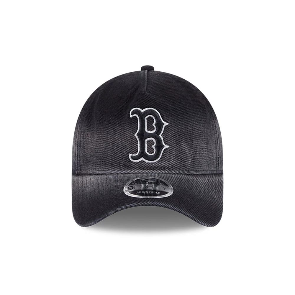 Pictured is this MLB Washed Denim Boston Red Sox 9FORTY A-Frame Unstructured cap in black. 3
