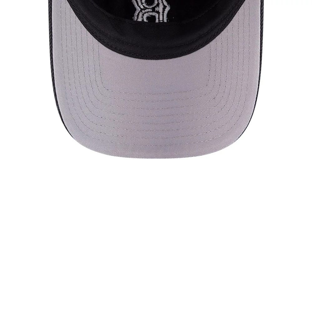 Pictured is this MLB Washed Denim Boston Red Sox 9FORTY A-Frame Unstructured cap in black. 2
