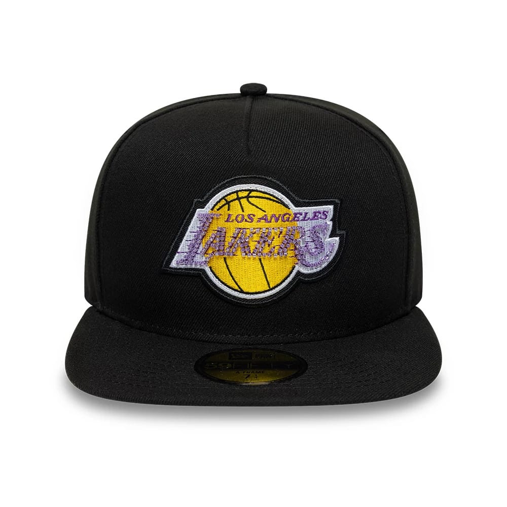 Pictured is this NBA Bead LA Lakers 59FIFTY A-Frame Fitted cap in black. 3