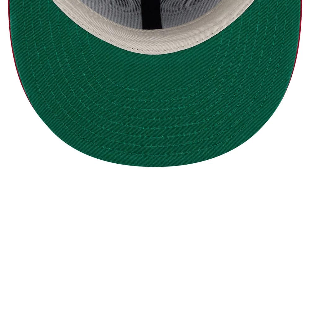 Pictured is this Fear Of God X MLB Logo 59FIFTY Fitted cap in navy & red. 2