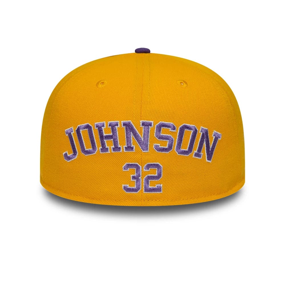 Pictured is this NBA Hardwood Classic Players LA Lakers 59FIFTY Fitted cap in purple. 2