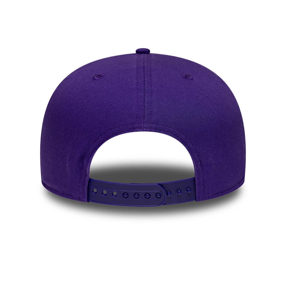 Utah Jazz NBA Hardwood Classic Purple New Era 19TWENTY Adjustable Cap, rear view showing the purple dome with embroidered eyelets and a matching purple adjustable snap closure for custom fit, creating a seamless style for fans of the franchise.