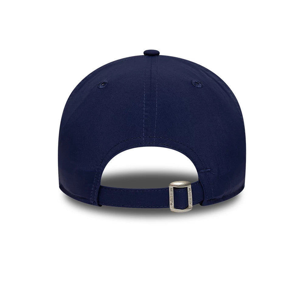 Rockets NBA Hardwood Classic Nylon Dark Blue New Era 9TWENTY Adjustable Cap, rear view showing the adjustable strap with a buckle, a dark blue crown with embroidered eyelets, and a matching top button.