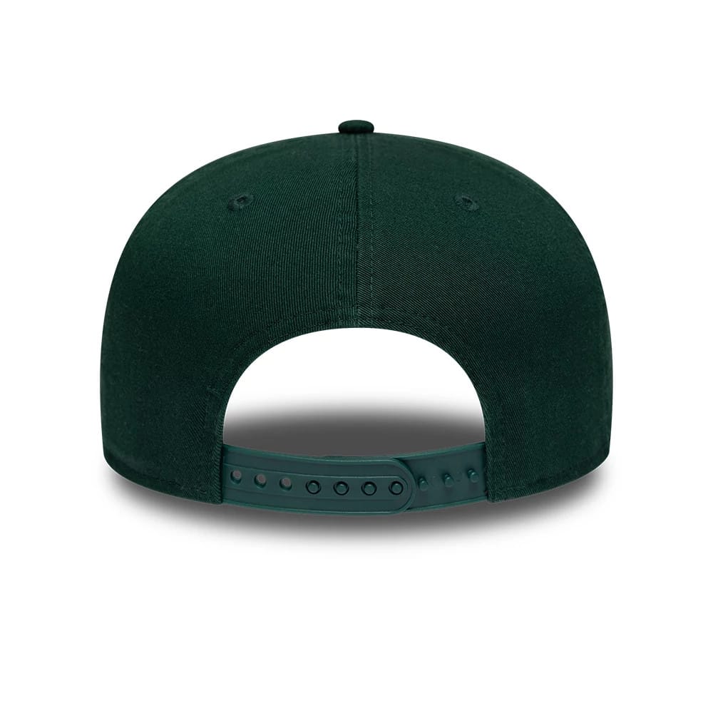 Supersonics NBA Hardwood Classic Dark Green New Era 19TWENTY Adjustable Cap, rear view showing a dark green adjustable strap, two embroidered eyelets on the back panels, and a top button, with a structured crown.