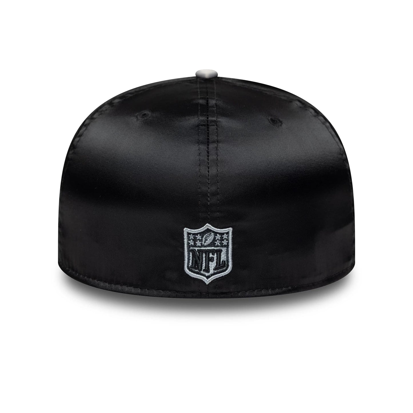 Pictured is this NFL Satin LA Raiders 59FIFTY Fitted cap in black & grey. 7