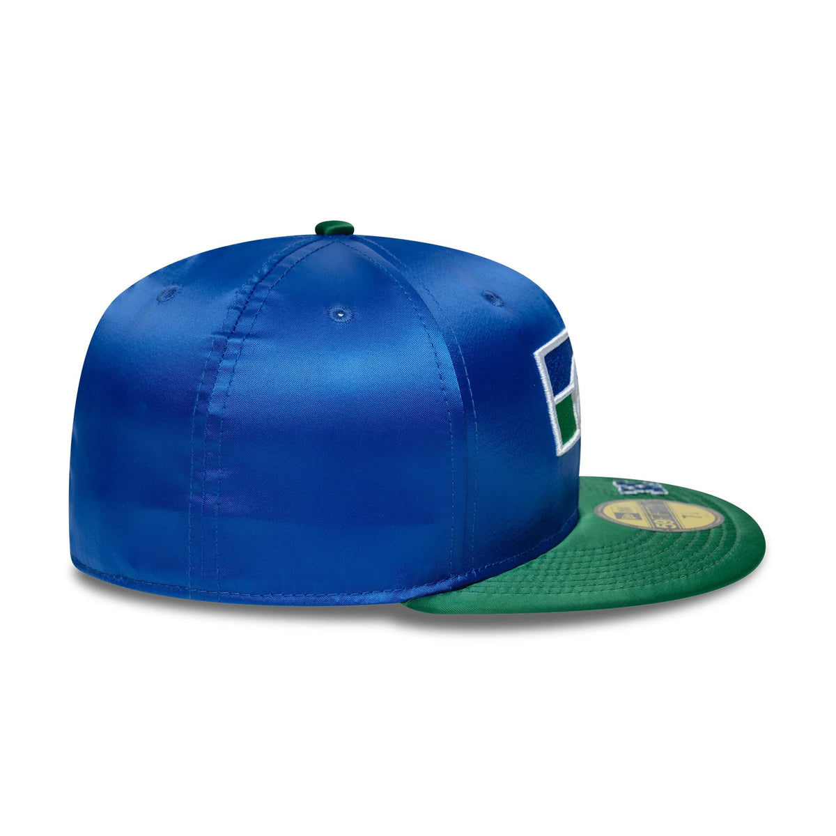 Pictured is this NFL Satin Seattle Seahawks 59FIFTY Fitted cap in blue & green. 7