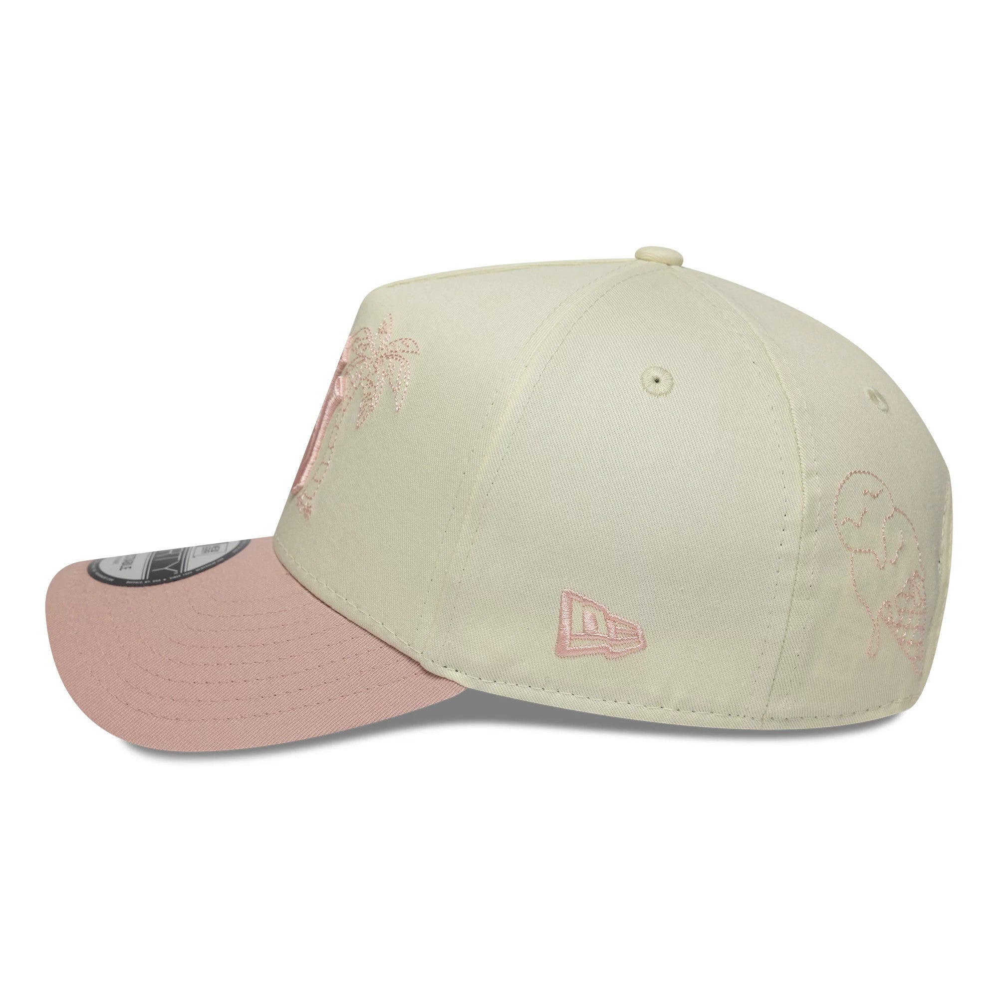 Pictured is this MLB Palm New York Yankees 9FORTY A-Frame cap in white & pink. 4
