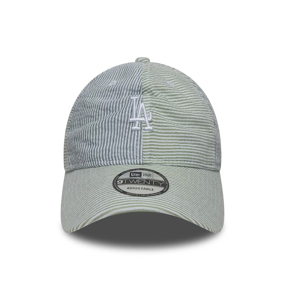 Pictured is this MLB Stripe LA Dodgers 9TWENTY cap in green and blue. 2