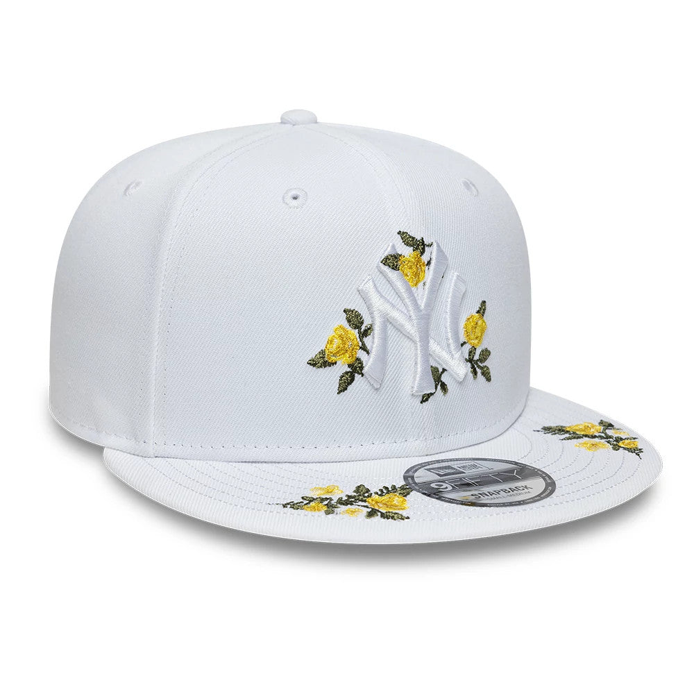 Pictured is this MLB Floral New York Yankees 9FIFTY Snapback cap in white. 3