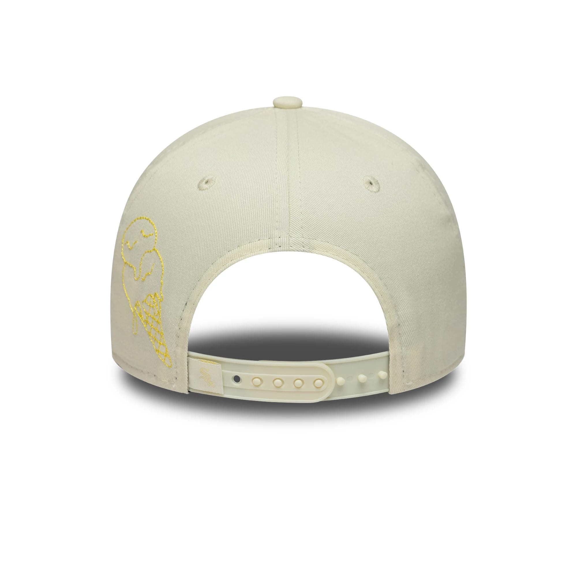 Pictured is this MLB Palm Chicago White Sox 9FORTY A-Frame cap in white & yellow. 4