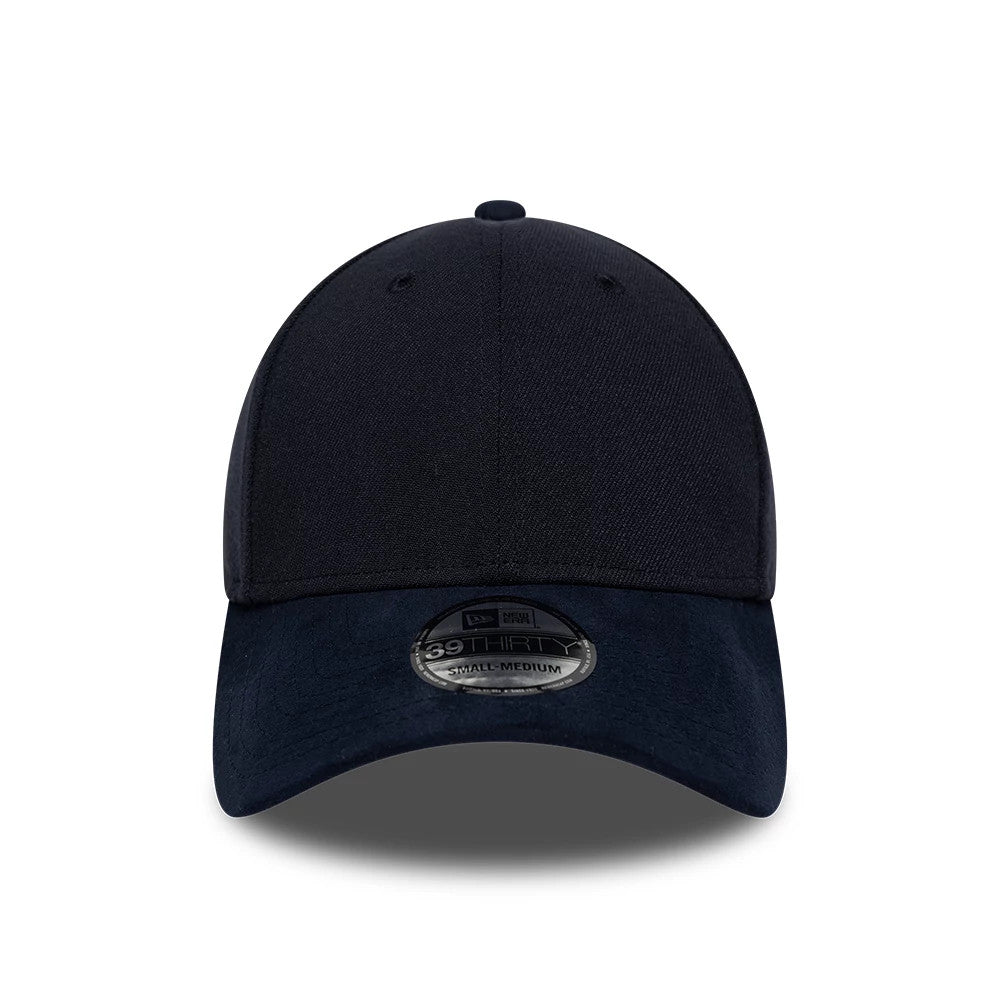 Pictured is this New Era Suede Visor 39THIRTY Stretch Fit cap in navy. 2