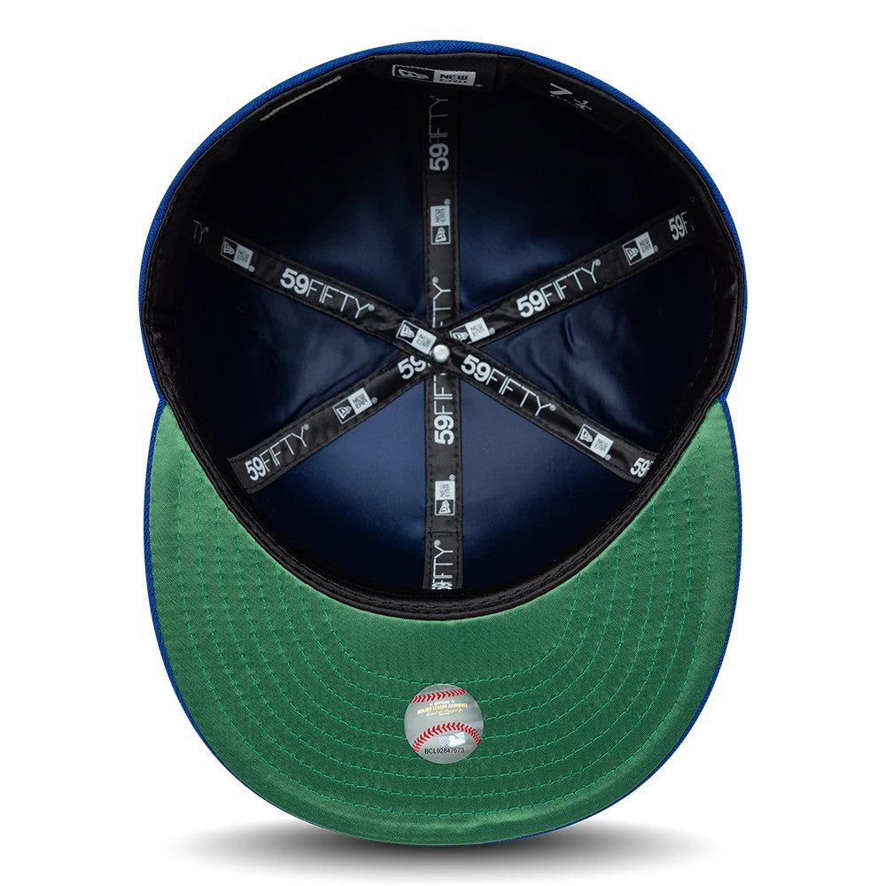 Pictured is this MLB Cooperstown Toronto Blue Jays 59FIFTY Fitted cap in blue. 2